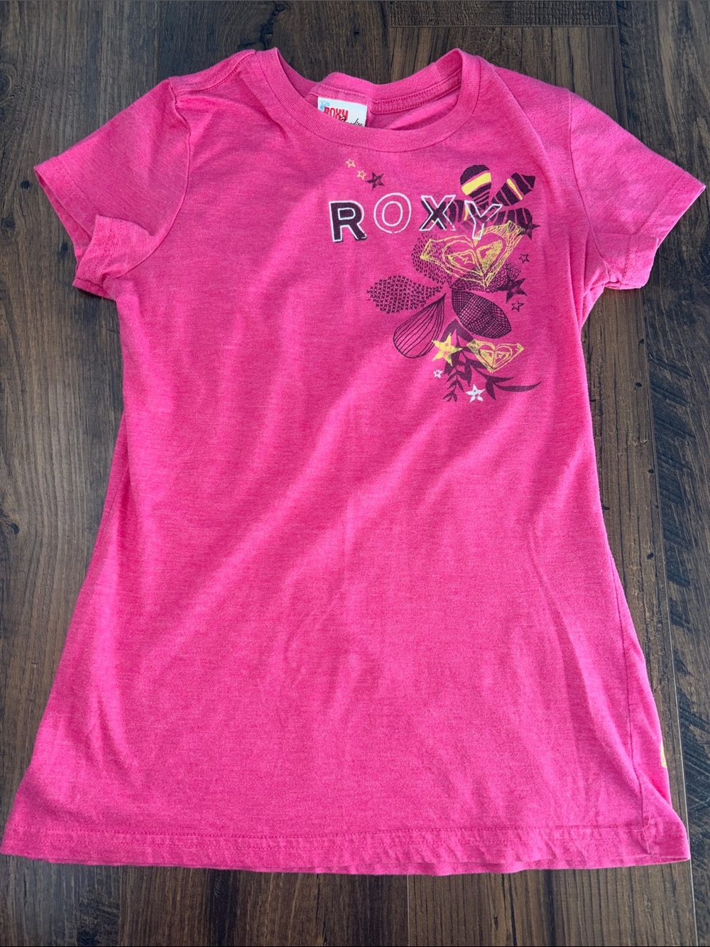 Roxy Girls Hot Pink Graphic Short Sleeve Tee
